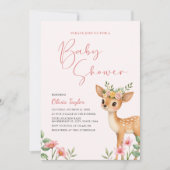 Woodland Deer Floral Baby shower Kaart (Voorkant)