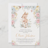 Woodland Deer Floral Baby shower Kaart (Voorkant)
