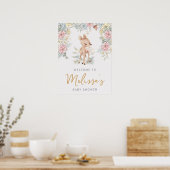 Woodland Deer Floral Baby shower Welcome Poster (Keuken)