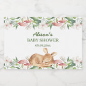 Woodland Deer Floral Greenery Baby shower Mini Sparkling Wijnetiket (Enkel label)