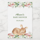 Woodland Deer Floral Greenery Baby shower Mini Wijn Etiket (Enkel label)