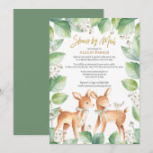 Woodland Deer Floral Greenery Baby shower per post Kaart (Voorkant / Achterkant)