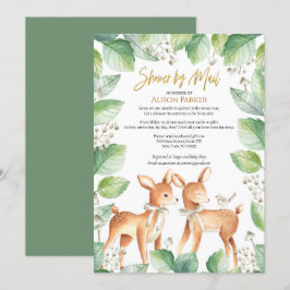 Woodland Deer Floral Greenery Baby shower per post Kaart