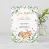 Woodland Deer Floral Greenery Baby shower per post Kaart (Staand voorkant)