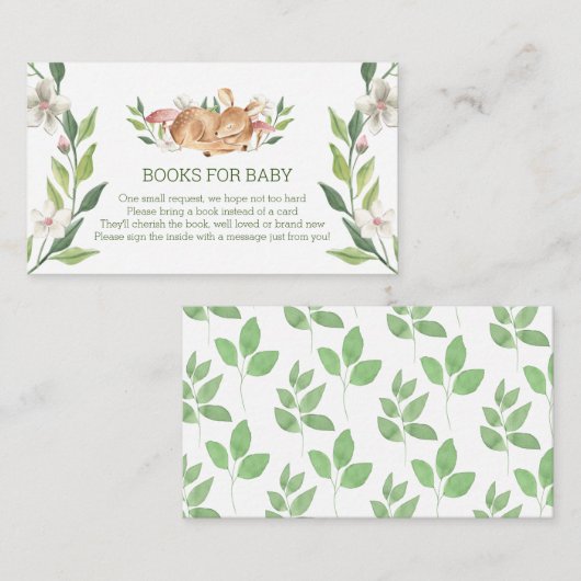 Woodland Deer Floral Greenery Books voor Baby Informatiekaartje (Voorkant / Achterkant)