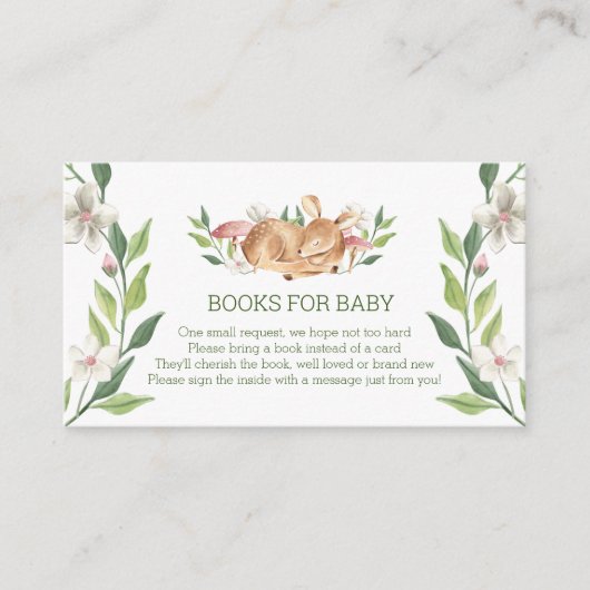 Woodland Deer Floral Greenery Books voor Baby Informatiekaartje (Voorkant)