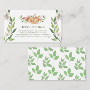 Woodland Deer Floral Greenery Books voor Baby Informatiekaartje