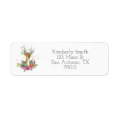Woodland Deer Floral Return Address Etiket (Voorkant)