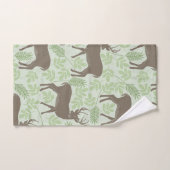 Woodland Deer Foliage Green Brown Pattern Bad Handdoek (Handdoek)