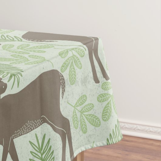 Woodland Deer Foliage Green Brown Pattern Tafelkleed (Voorbeeld)