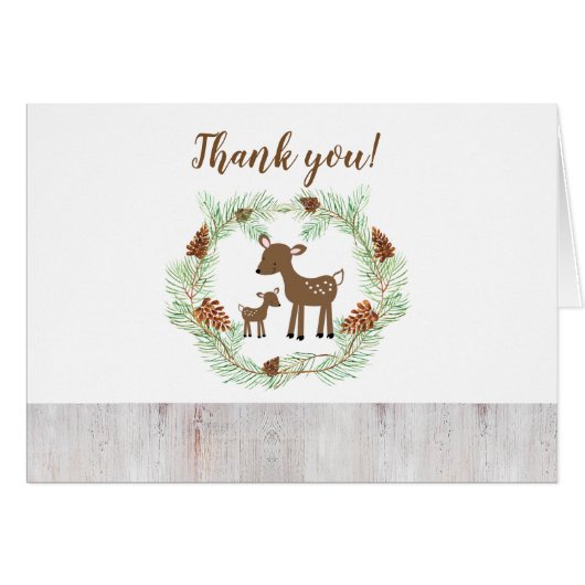 Woodland Deer Forest Baby shower Dank u wel (Voorkant Horizontaal)