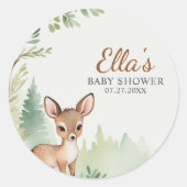Woodland Deer Forest Neutral Baby Shower Ronde Sticker (Voorkant)