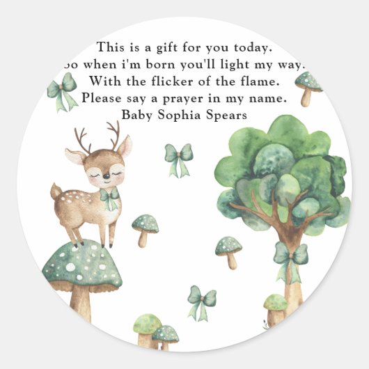 Woodland Deer - Gebed kaars label (Voorkant)