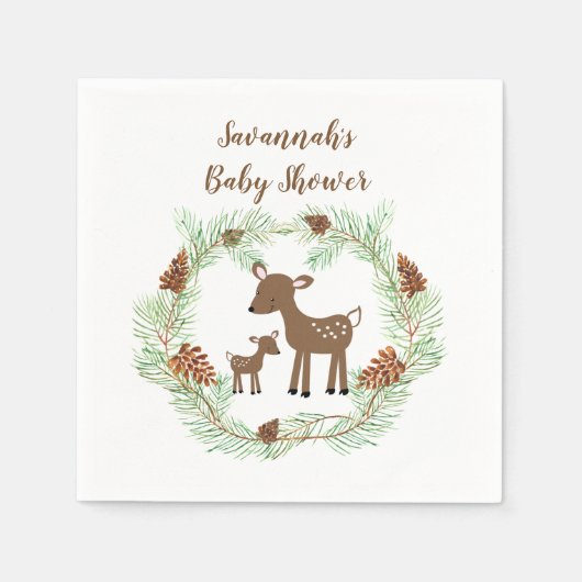Woodland Deer Gepersonaliseerd Baby shower Servet (Voorkant)