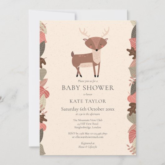 Woodland Deer Geslachtsneutrale Baby shower Sprink Kaart (Voorkant)