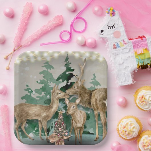 Woodland Deer kerstfeestmaal Bord (Feest)