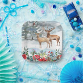 Woodland Deer Kerstmis Papieren Bordje (Feest)