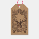 Woodland Deer Kerstmis Rustic Kraft Forest Tartan Cadeaulabel (Voorkant)