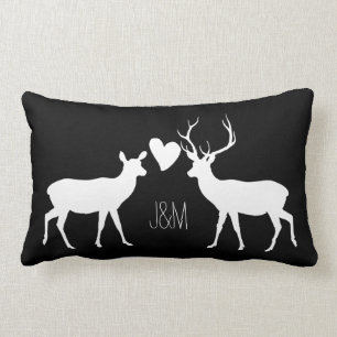 Woodland Deer Love with Names & Monogrammen Kussen