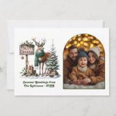 Woodland Deer Merry Christmas Rustic Forest Photo Feestdagenkaart (Voorkant)
