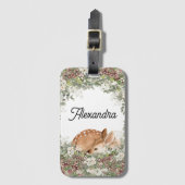 Woodland Deer Monogram Name Stroller Backpack labe Bagagelabel (Voorkant (verticaal))