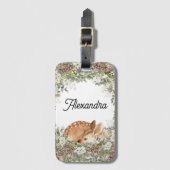 Woodland Deer Monogram Name Stroller Backpack labe Bagagelabel (Voorkant (verticaal))