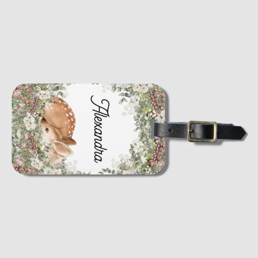 Woodland Deer Monogram Name Stroller Backpack labe Bagagelabel (Voorkant (horizontaal))