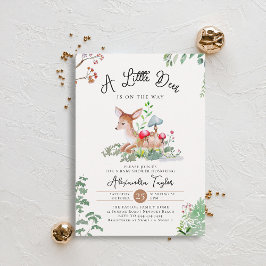 Woodland Deer Mushrooms Greenery Magic Baby shower Kaart