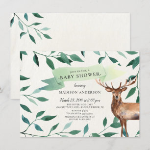 Woodland Deer Neutral Baby shower Kaart