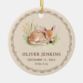 Woodland Deer Newborn Birth Stats Photo Ornament (Voorkant)
