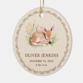 Woodland Deer Newborn Birth Stats Photo Ornament (Links)