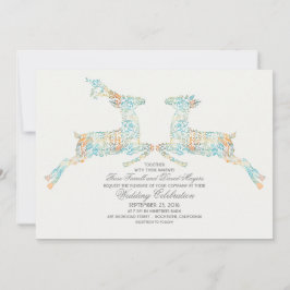Woodland Deer paar huwelijksuitnodigingen Kaart