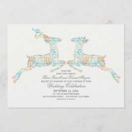Woodland Deer paar huwelijksuitnodigingen Kaart