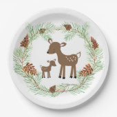 Woodland Deer Pine Cone Baby shower Papieren Bordje (Voorkant)