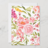 Woodland Deer Pink Floral Baby shower Kaart (Achterkant)