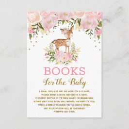 Woodland Deer Pink Gold Floral Boeken voor Baby Informatiekaartje