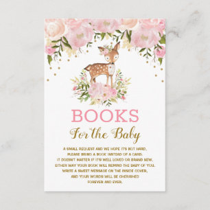 Woodland Deer Pink Gold Floral Boeken voor Baby Informatiekaartje