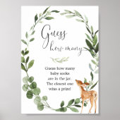 Woodland Deer Raad hoeveel baby shower spel Poster (Voorkant)