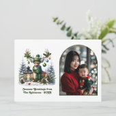 Woodland Deer Rustic Christmas Forest Animal Photo Feestdagenkaart (Staand voorkant)