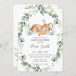 Woodland Deer Rustic Greenery Leafy Baby shower Kaart