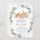 Woodland Deer Rustic Greenery Leafy Baby shower Kaart (Voorkant)