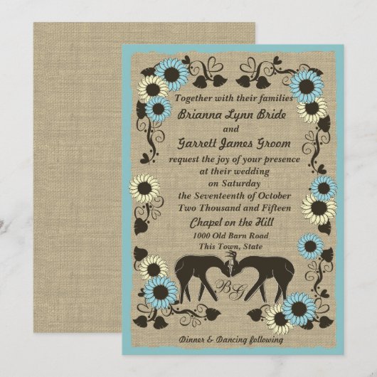 Woodland Deer rustieke bruiloft Kaart (Voorkant / Achterkant)