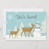 Woodland Deer ~ Snowman Winter Baby shower Uitnodi Kaart (Voorkant)
