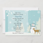 Woodland Deer ~ Snowman Winter Baby shower Uitnodi Kaart (Achterkant)