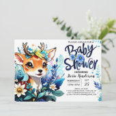 Woodland Deer Theme Baby shower voor Boy Kaart (Staand voorkant)