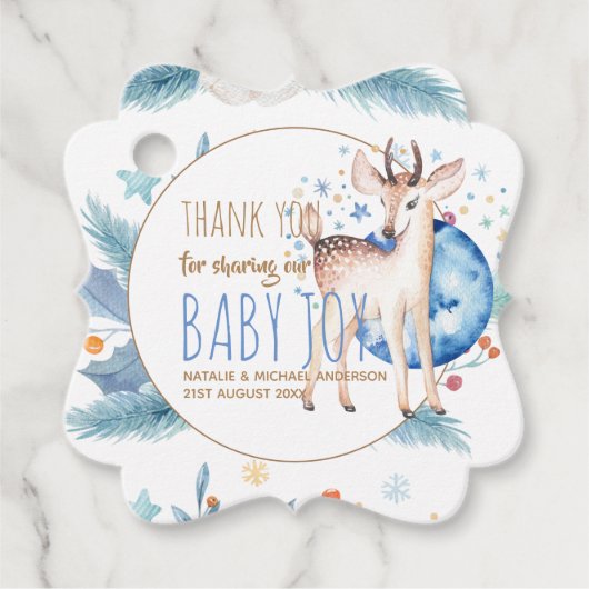 Woodland Deer Twinkle Star Dank u Baby shower Bedankjes Labels (Voorkant)