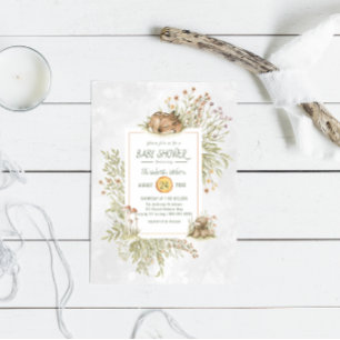 Woodland Deer   Uitnodiging Baby shower bossen