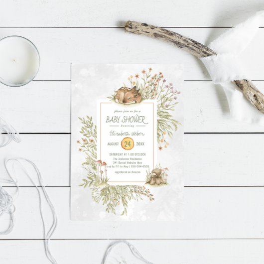 Woodland Deer | Uitnodiging Baby shower bossen