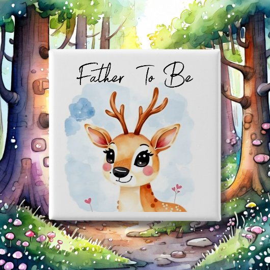 Woodland Deer Vader om Baby shower te zijn Vierkante Button 5,1 Cm