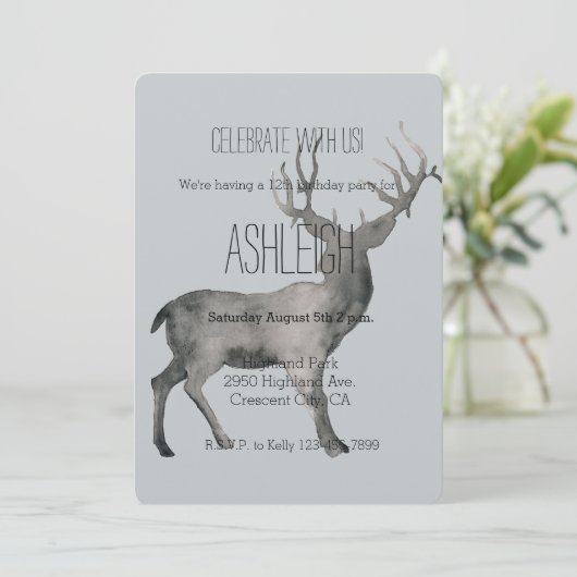 Woodland Deer verjaardag Kaart (Staand voorkant)